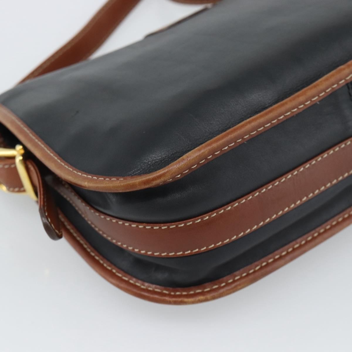 Celine Flap Shoulder Leather Black Leather Shoulder Bag Bag (Pre-Owned)
