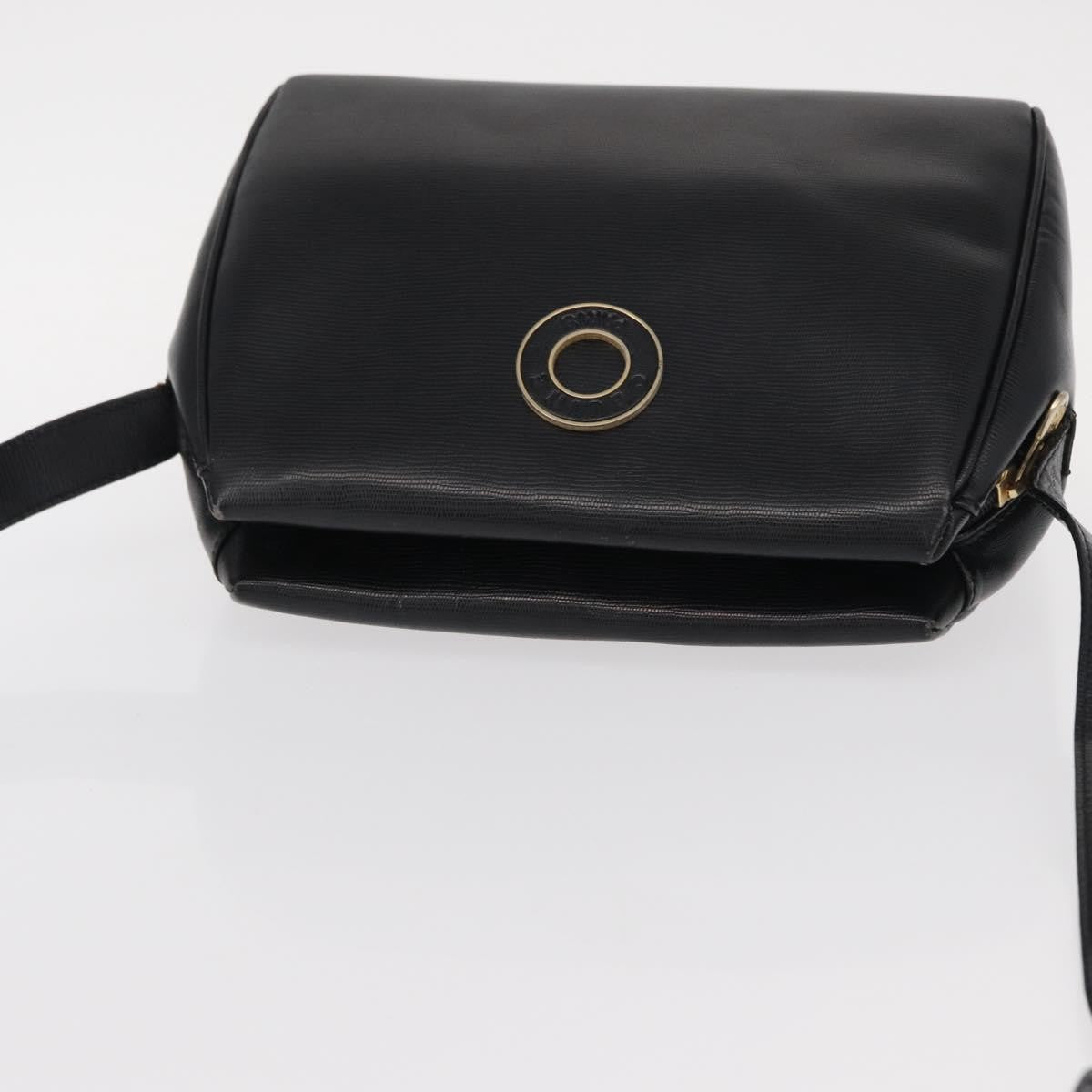 Celine Vintage Circle Logo Leather Black Leather Shoulder Bag Bag (Pre-Owned)