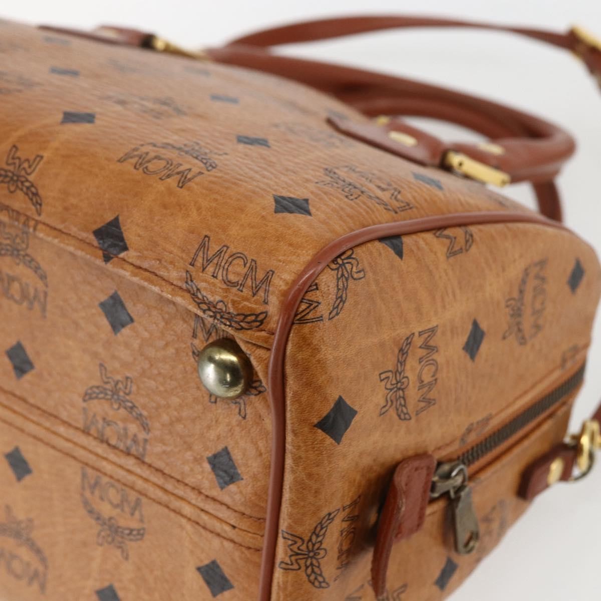 MCM Visetos Logogramme Canvas And Leather Brown Canvas Handbag (Pre-Owned)