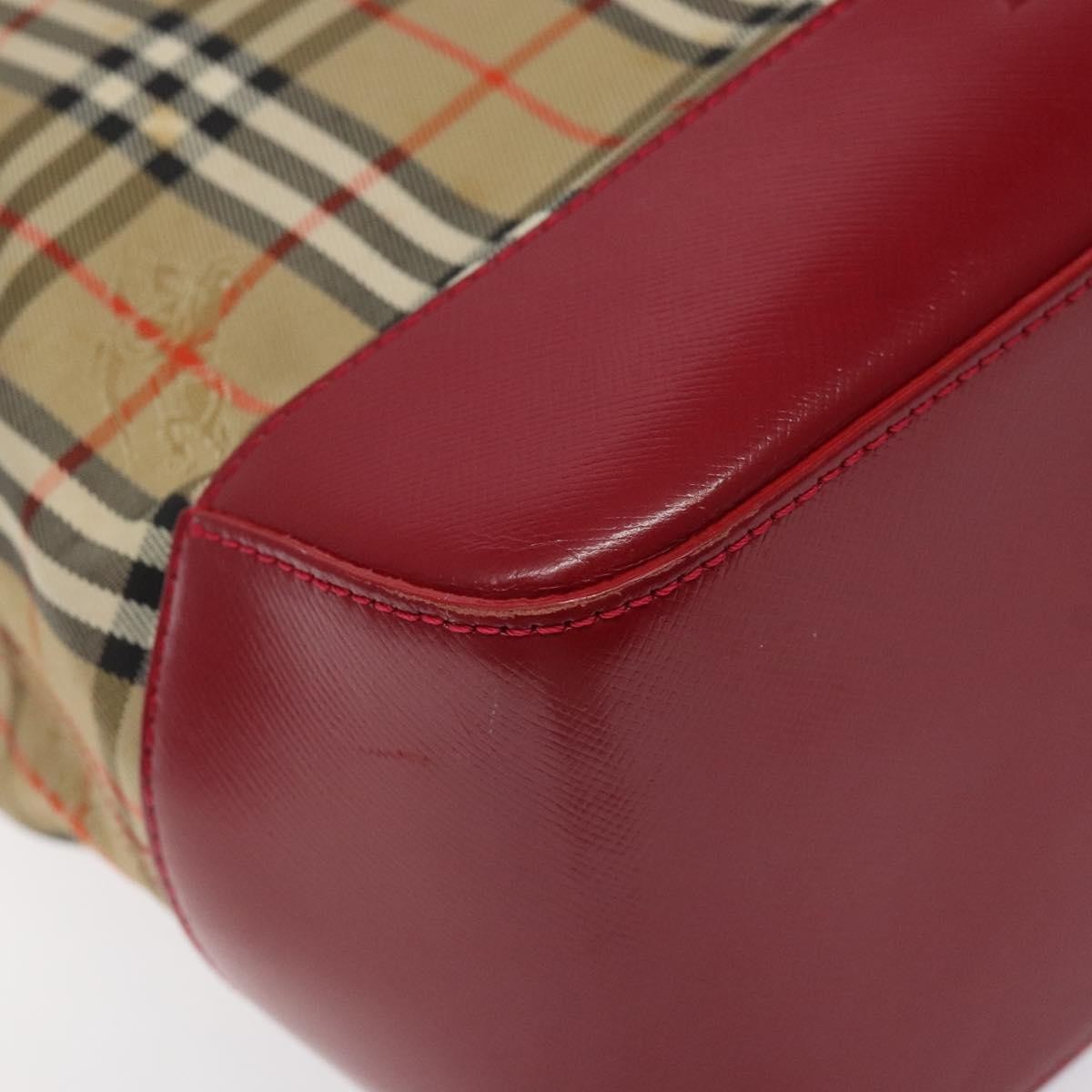 Burberry Nova Check Tote Canvas And Leather Red Canvas Tote Bag Bag (Pre-Owned)