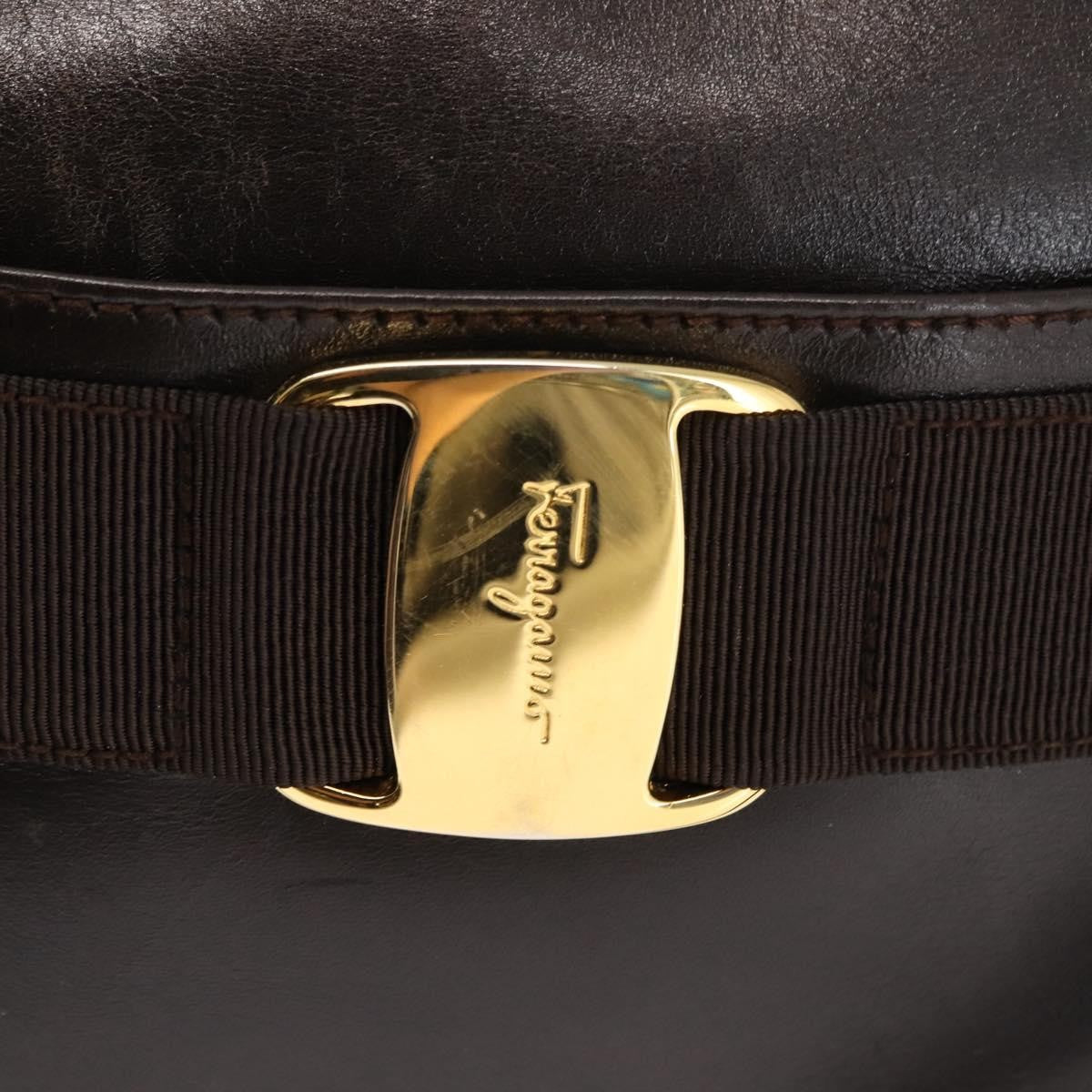 Salvatore Ferragamo Vara Bow Camera Leather Brown Leather Shoulder Bag Bag (Pre-Owned)