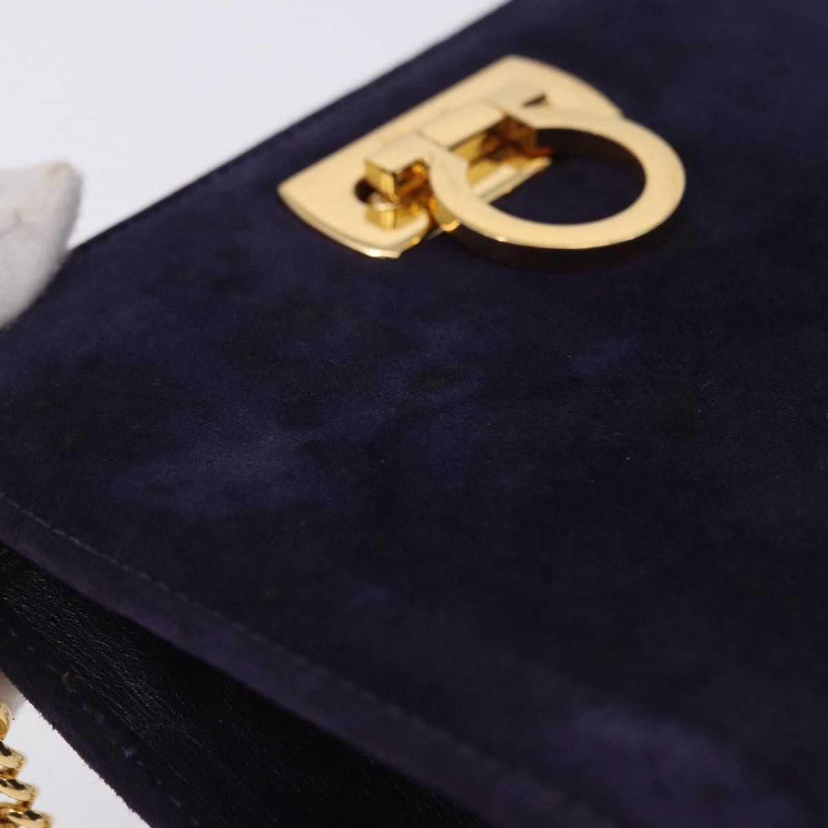 Salvatore Ferragamo Vintage Gancini Chain Suede Purple Suede Shoulder Bag Bag (Pre-Owned)