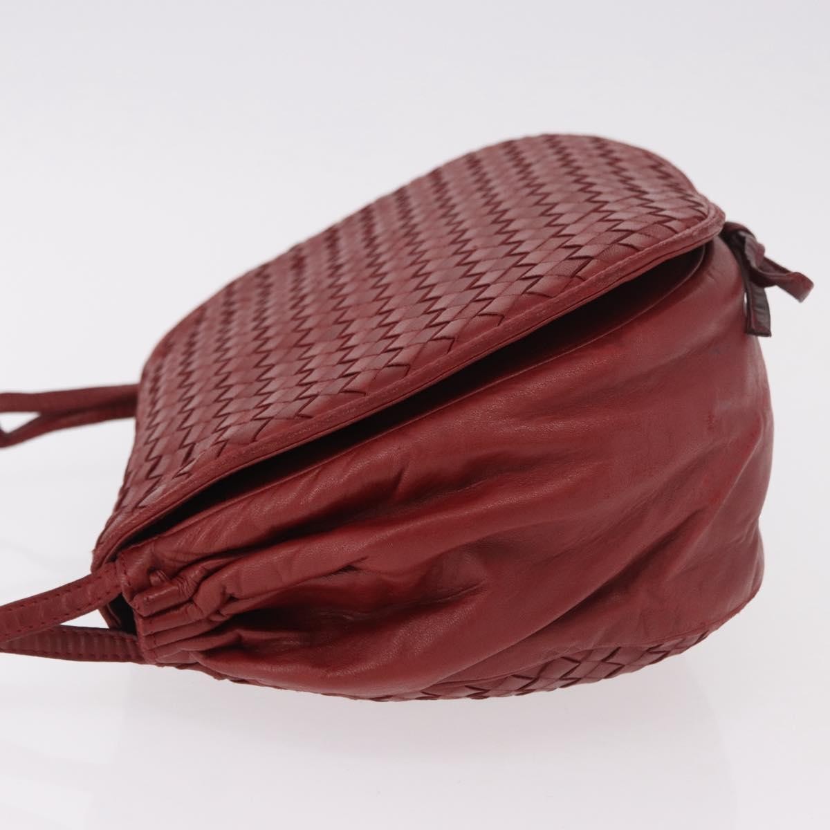 Bottega Veneta Flap Intrecciato Nappa Red Leather Shoulder Bag Bag (Pre-Owned)