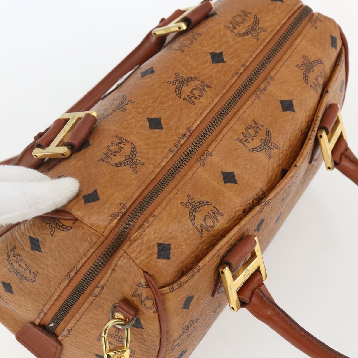 MCM Visetos Logogramme Canvas And Leather Brown Canvas Handbag (Pre-Owned)