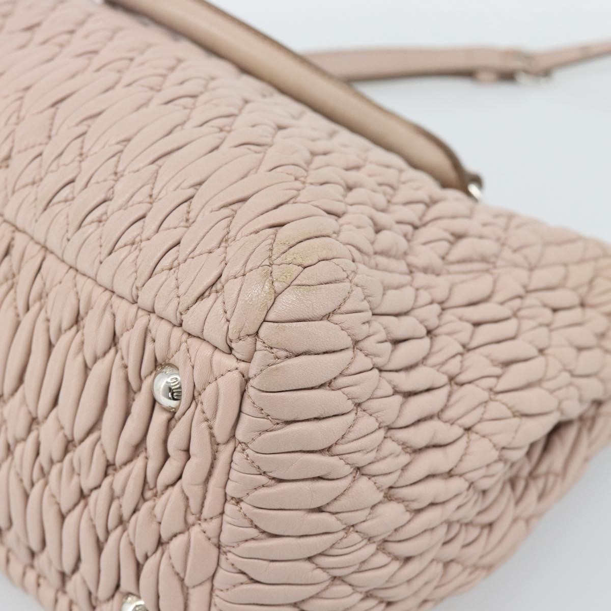 Miu Miu Crystal Tote Matelasse Leather Pink Leather Shoulder Bag Bag (Pre-Owned)