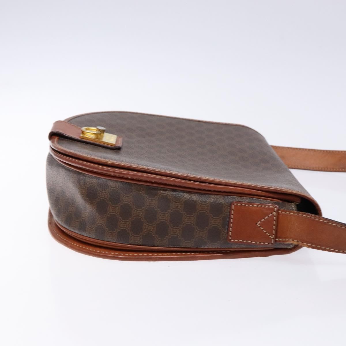 Celine Macadam Shoulder Pvc Leather Brown Canvas Bag (Pre-Owned)