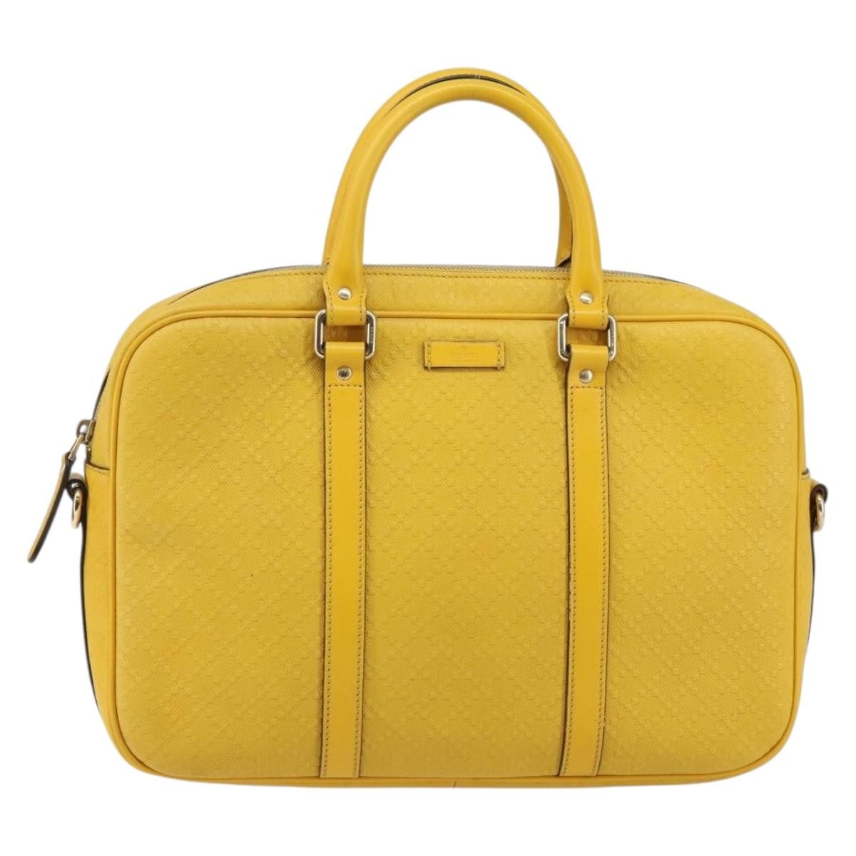 Gucci Diamante Bright Leather Yellow Leather Bag (Pre-Owned)