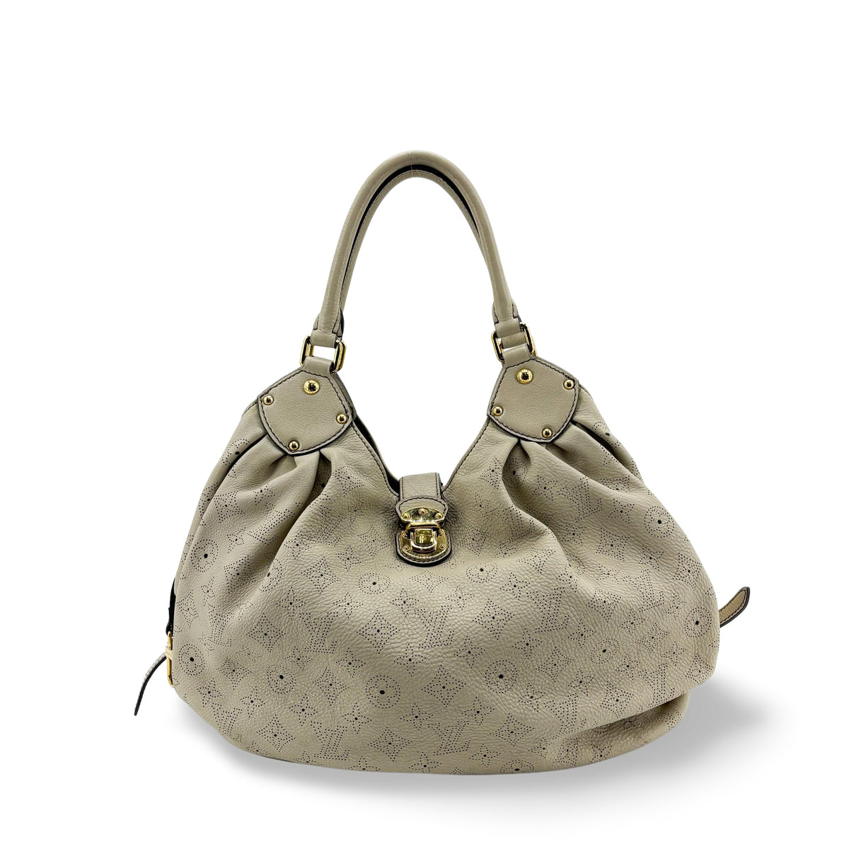 Louis Vuitton L Hobo Mahina Leather Beige Leather Shoulder Bag Bag (Pre-Owned)