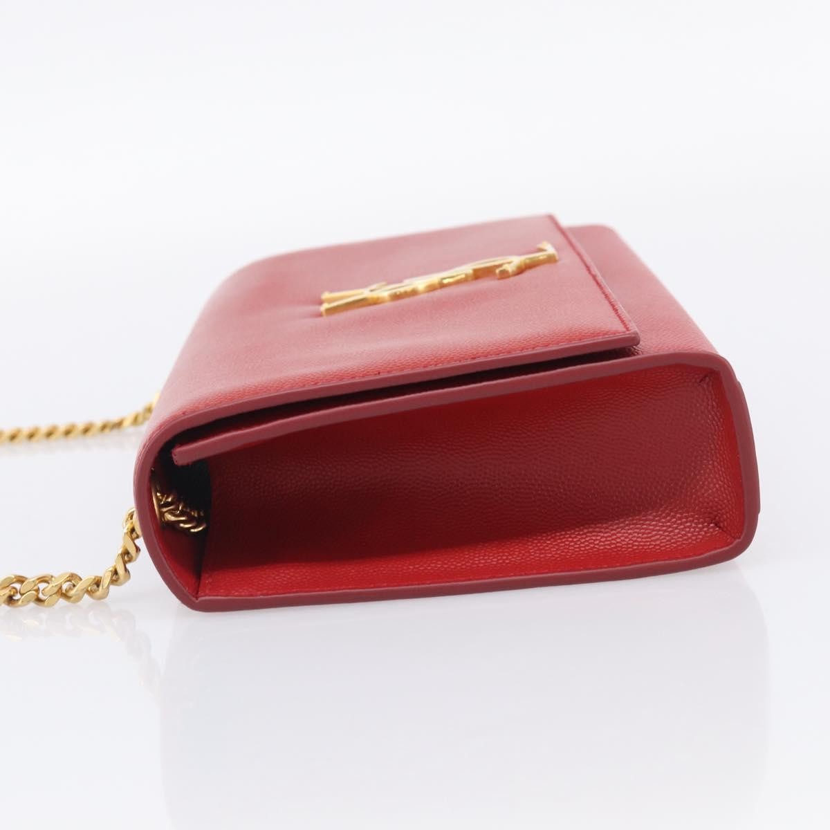Saint Laurent Classic Monogram Flap Chain Leather Red Leather Crossbody Bag Bag (Pre-Owned)