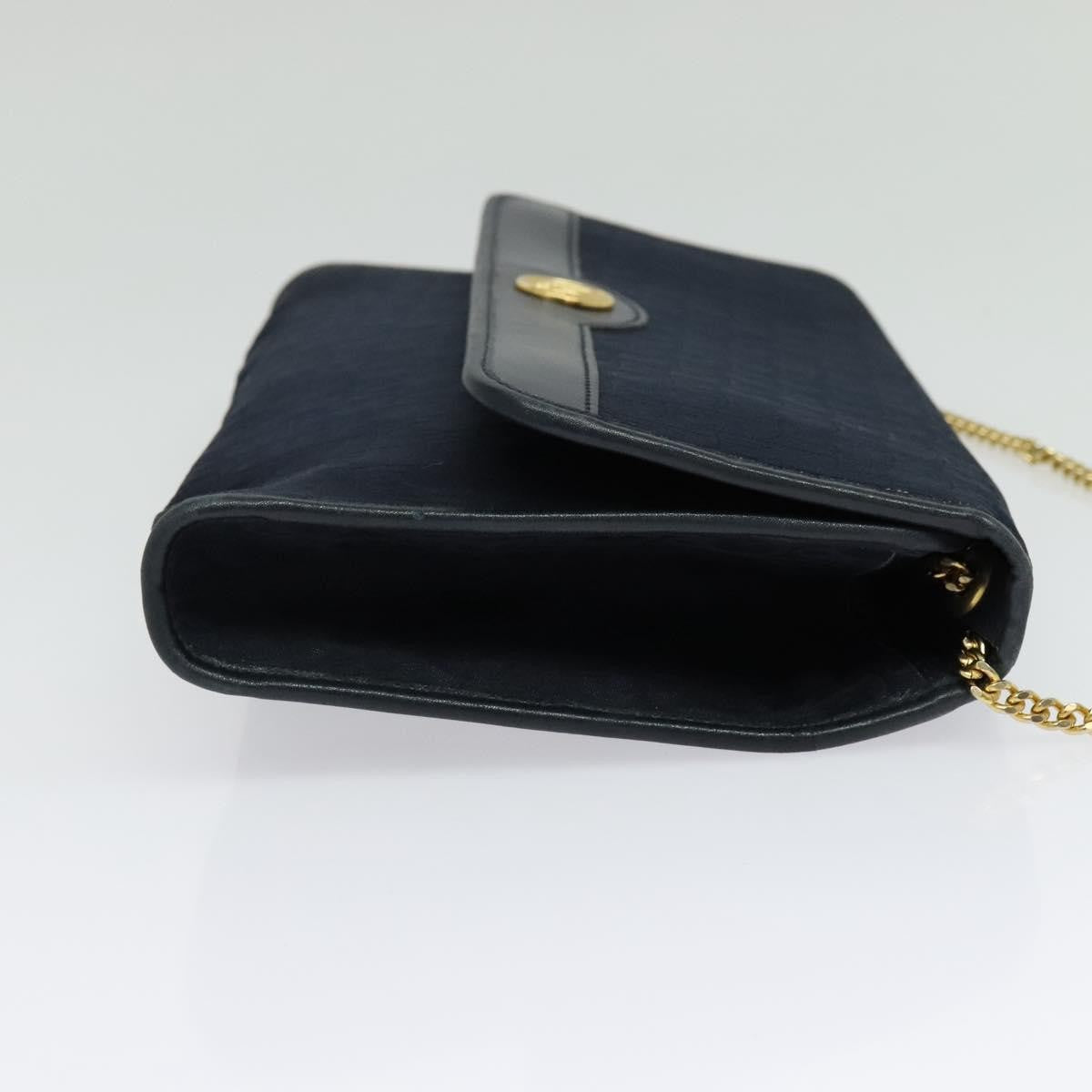 Christian Dior Vintage Chain Flap Diorissimo Canvas Navy Canvas Shoulder Bag Bag (Pre-Owned)
