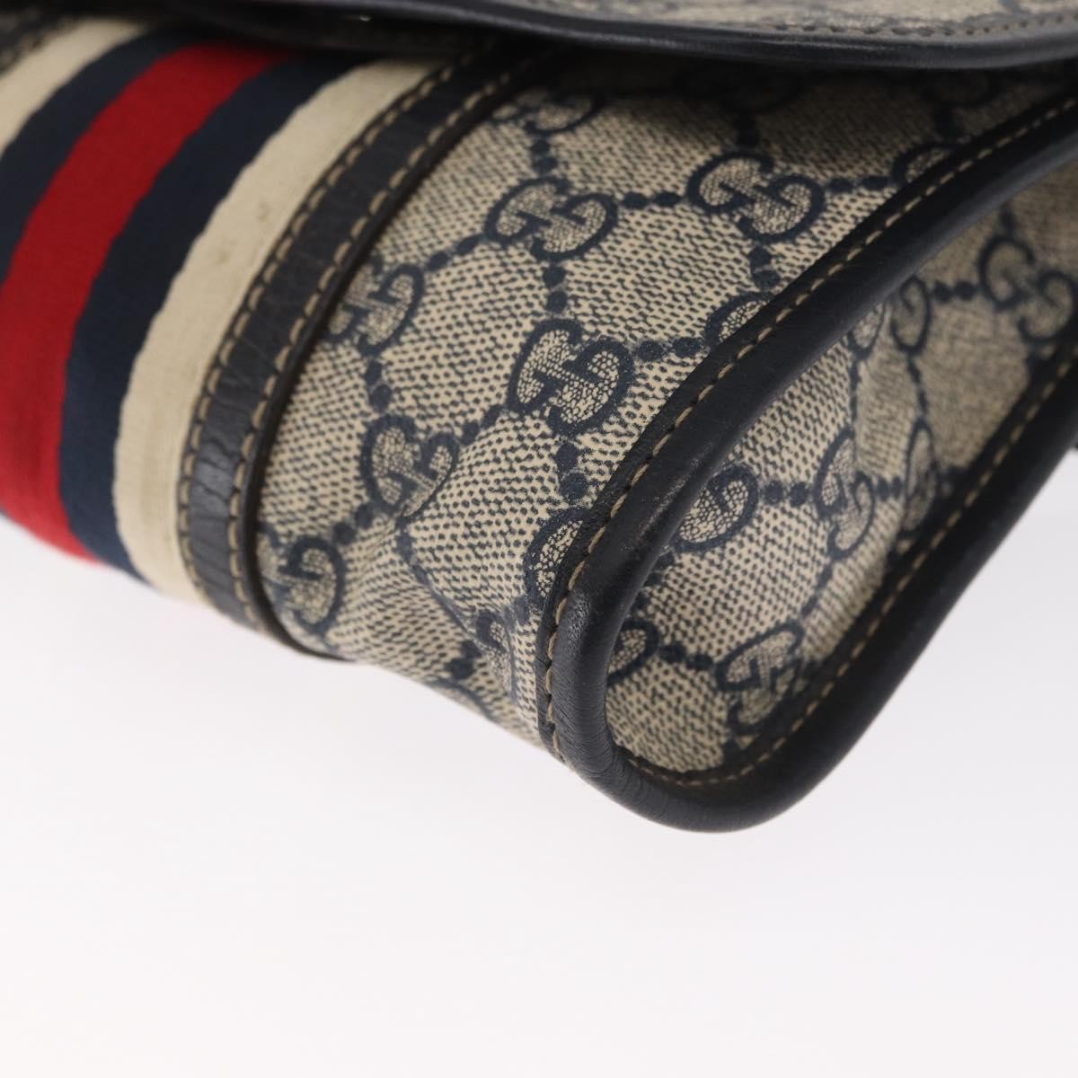 Gucci Vintage Web Belt Gg Coated Canvas Beige Canvas Handbag (Pre-Owned)