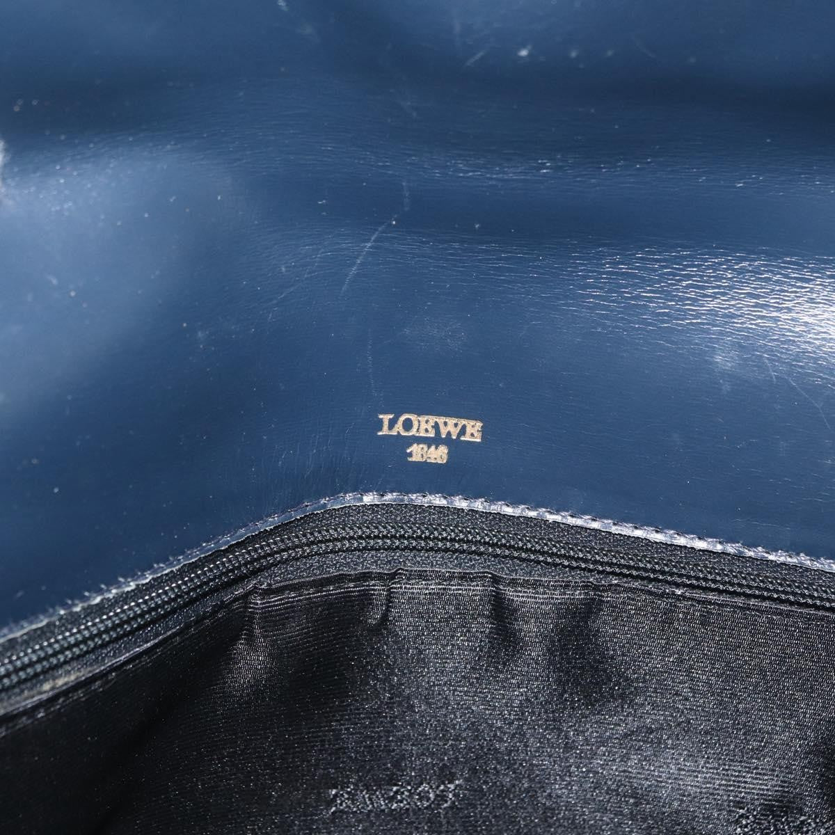 Loewe Anagram Leather Navy Leather Shoulder Bag Bag (Pre-Owned)