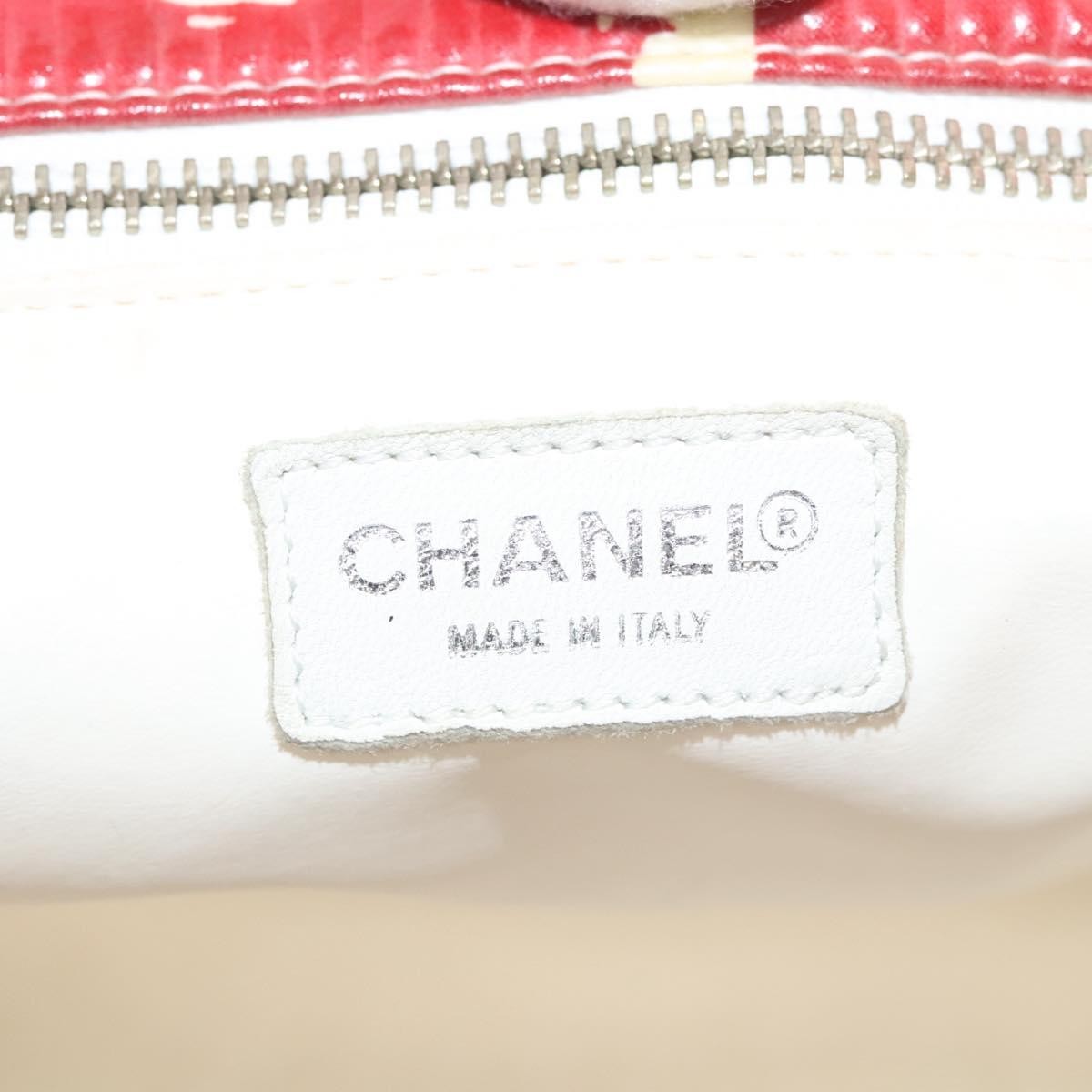 Chanel Vintage Floral Tote Patent Leather Red Patent_Leather Tote Bag Bag (Pre-Owned)