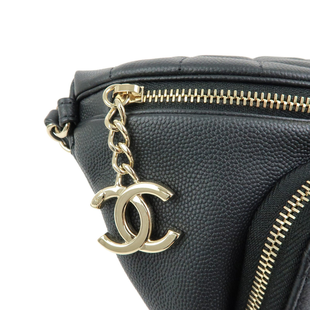 Chanel Business Affinity Waist Quilted Caviar Black Leather Handbag (Pre-Owned)