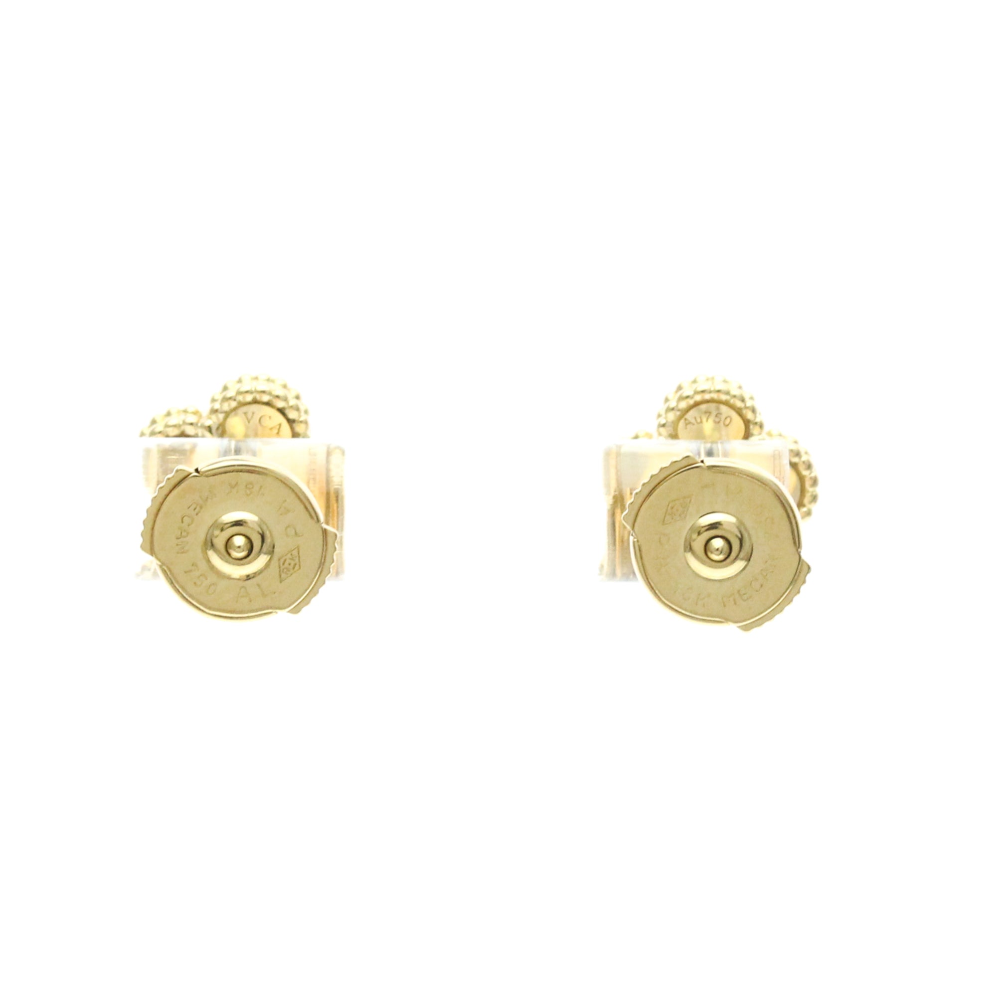 Van Cleef & Arpels Sweet Alhambra Stud 18K Yellow Gold And Onyx Gold Yellow_Gold Earrings Jewelry (Pre-Owned)
