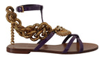 Dolce & Gabbana Purple Heart Chain Gladiator Women's Flats