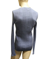 Gucci Men's Blue Buttoned Silk Ribbed Sweater Knit Top