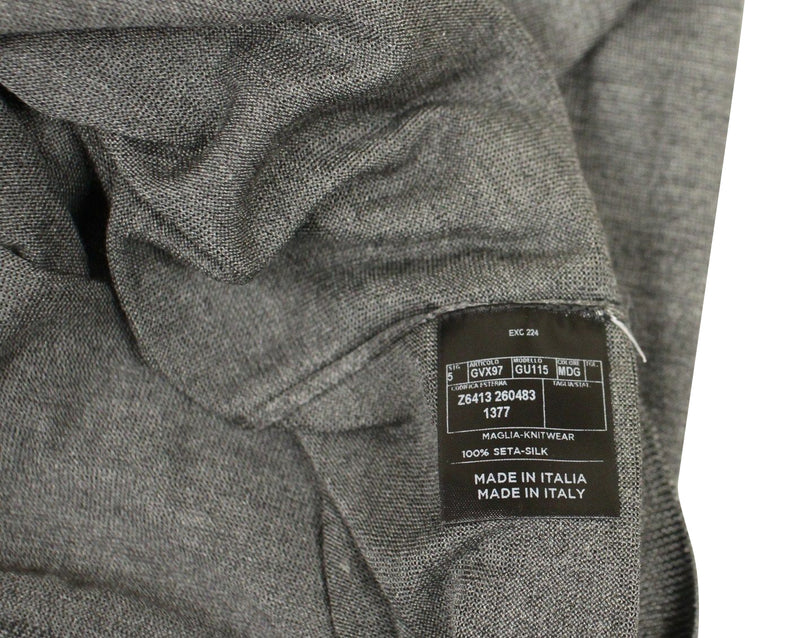 Gucci Men's Top Buttoned Gray Silk Sweater