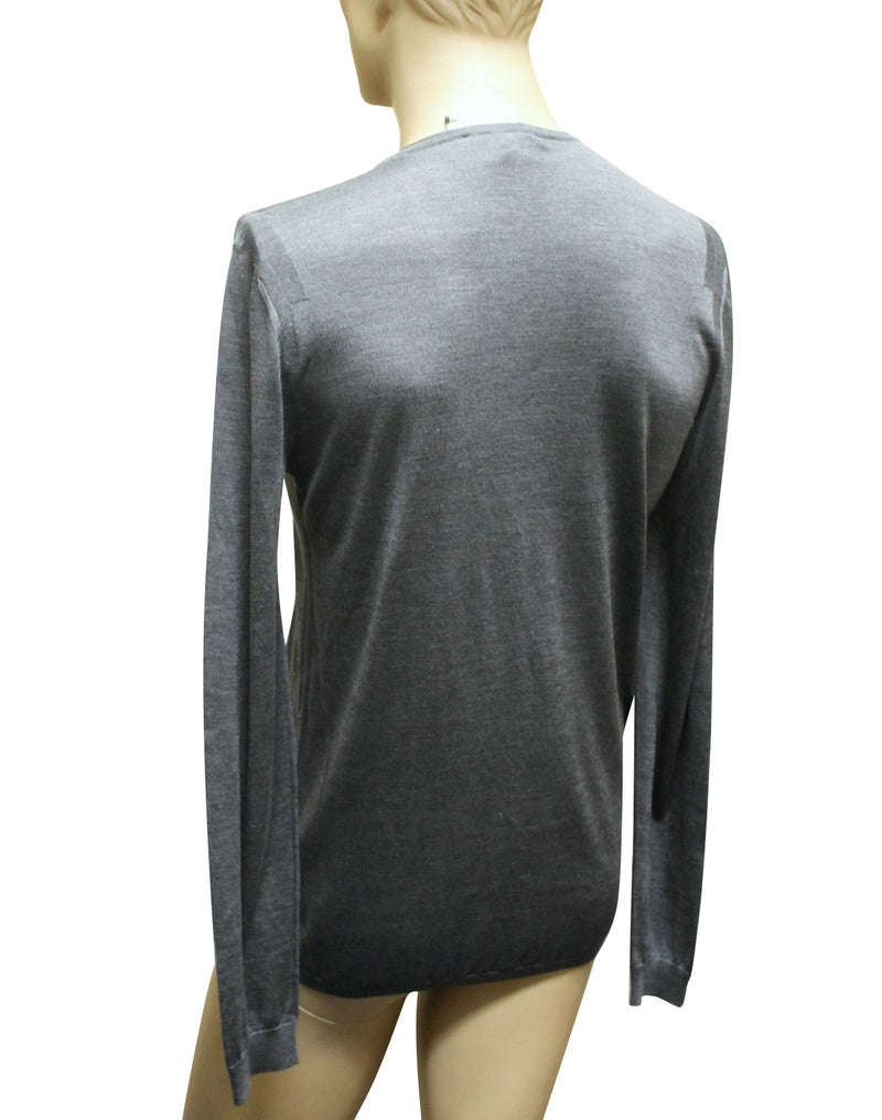 Gucci Men's Top Buttoned Gray Silk Sweater