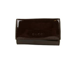Gucci Men's Dark Brown Patent Leather Key Chain Holder With Box 260989 2167