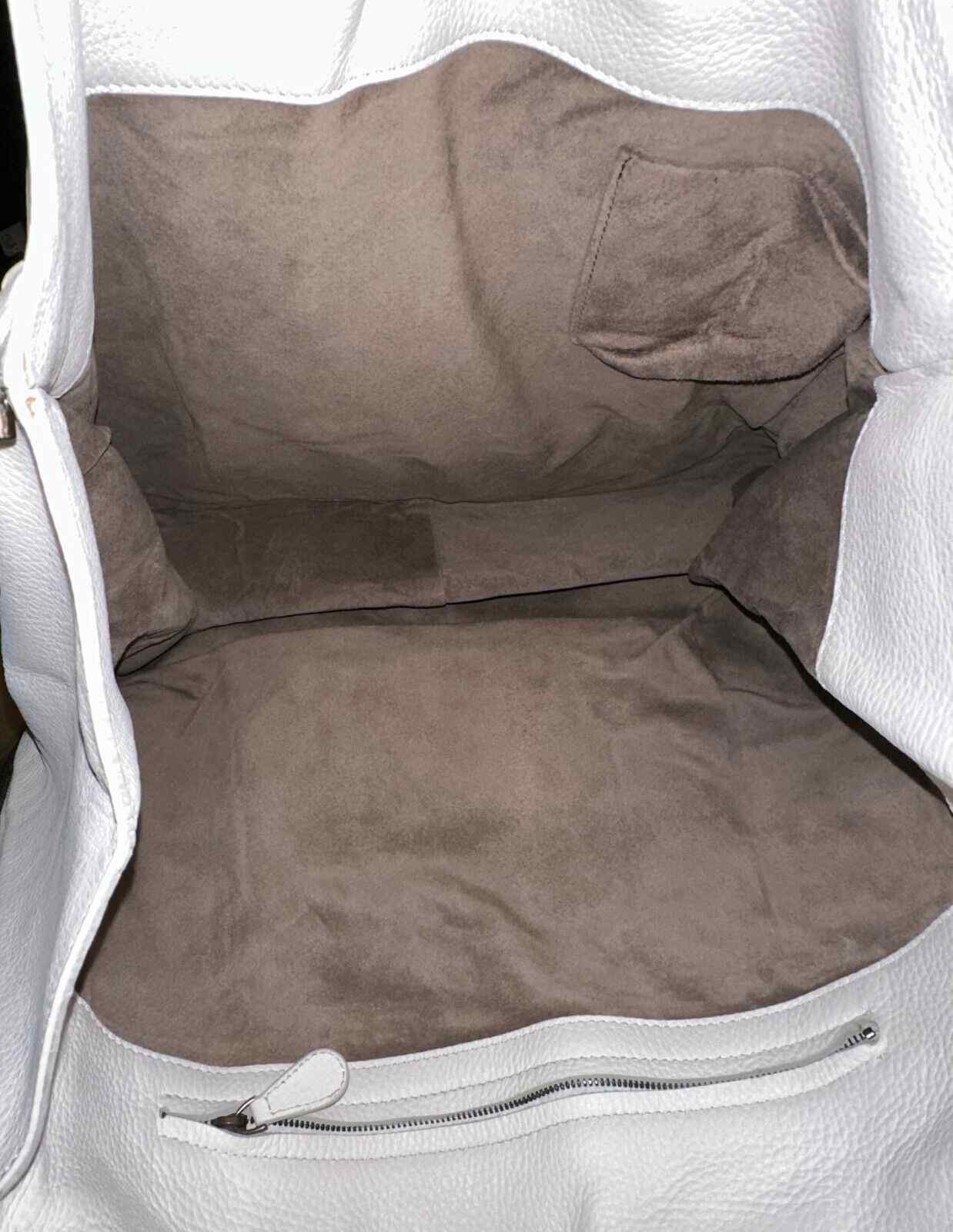 BOTTEGA VENETA Milk White Leather Zip Around Tote Bag Woven Detail
