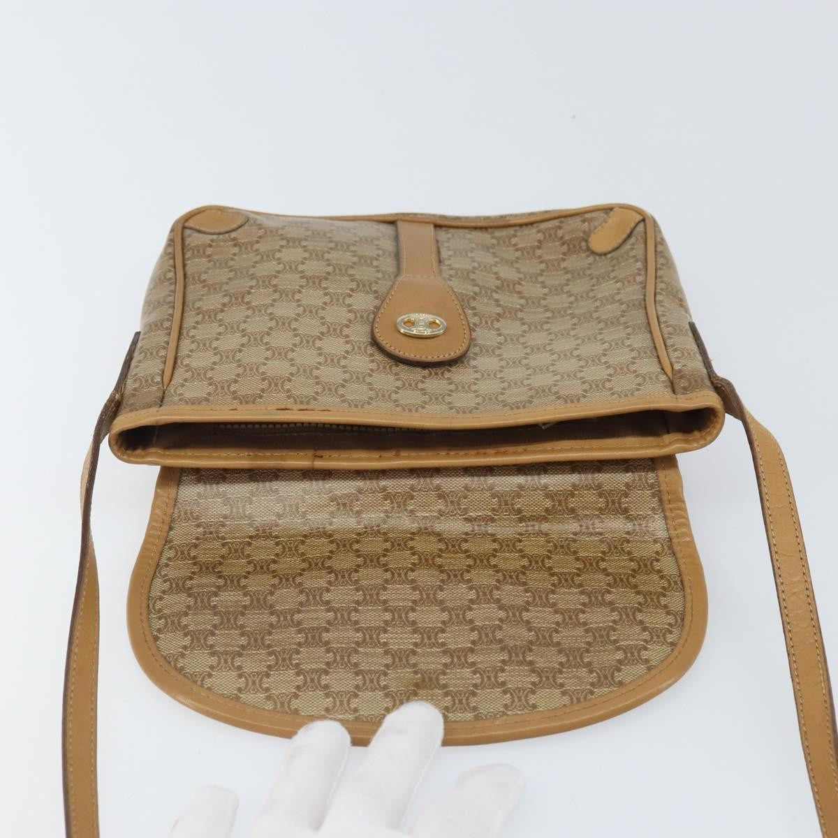Celine Vintage Macadam Canvas And Leather Beige Canvas Shoulder Bag Bag (Pre-Owned)