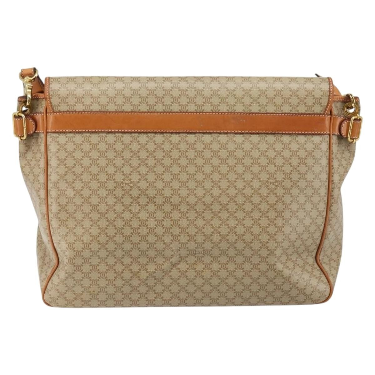 Celine Macadam Shoulder Pvc Leather Beige Canvas Bag (Pre-Owned)