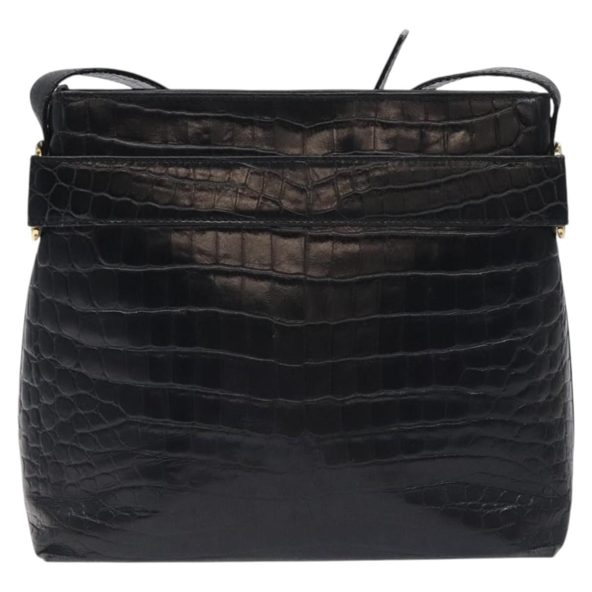 Salvatore Ferragamo Vara Leather Black Leather Shoulder Bag Bag (Pre-Owned)