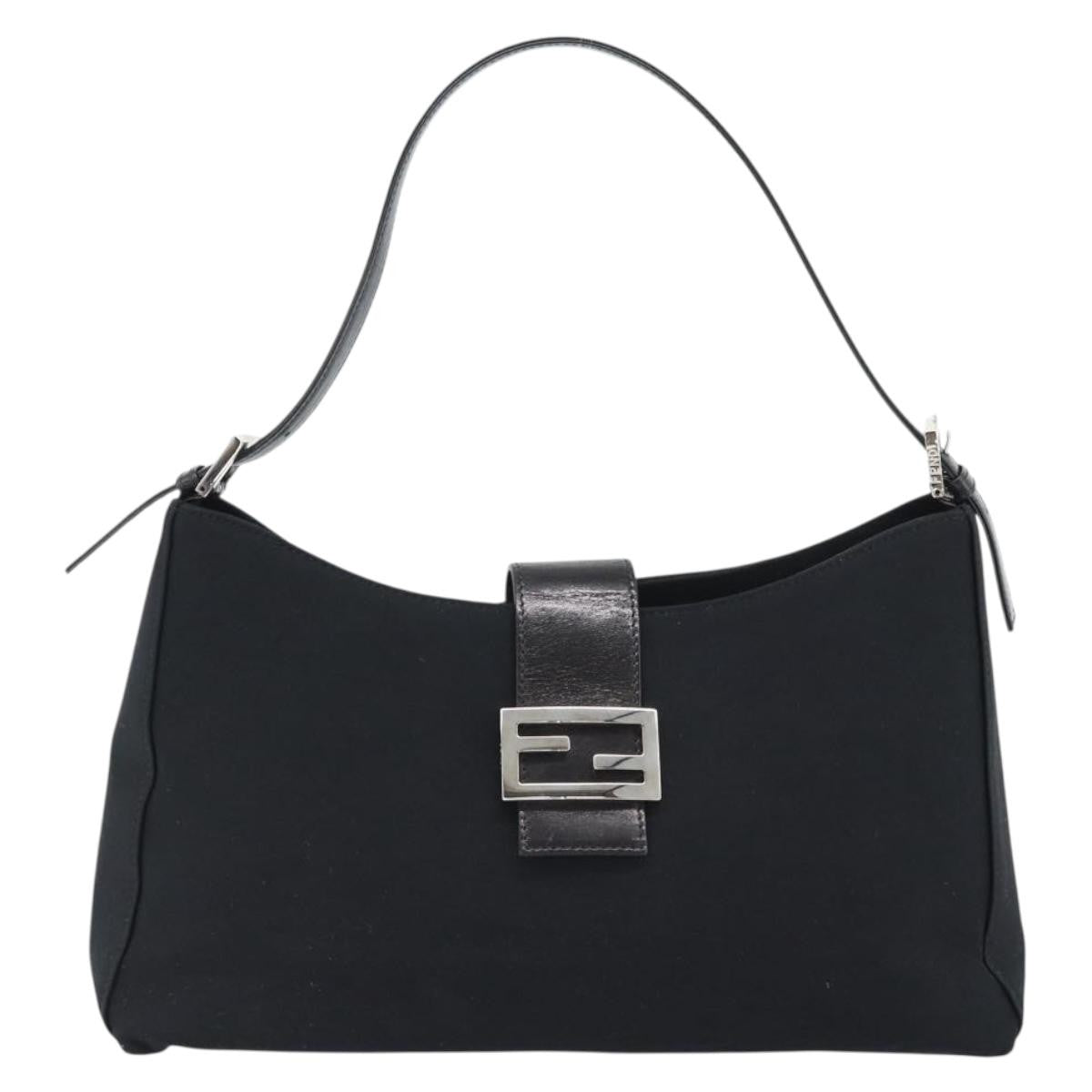 Fendi Mamma Baguette Canvas Black Cotton Shoulder Bag Bag (Pre-Owned)