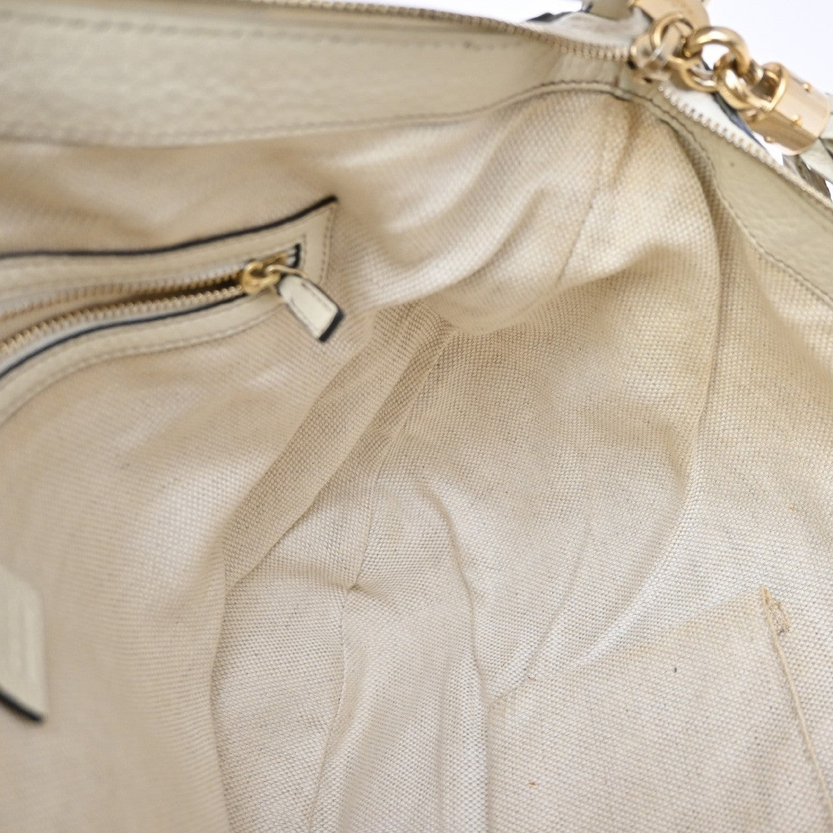 Gucci Soho Messenger Leather White Leather Shoulder Bag Bag (Pre-Owned)