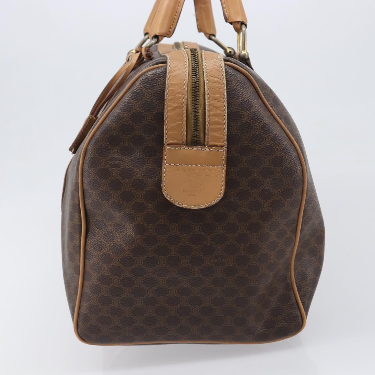 Celine Vintage Duffle Macadam Coated Canvas Brown Canvas Handbag (Pre-Owned)