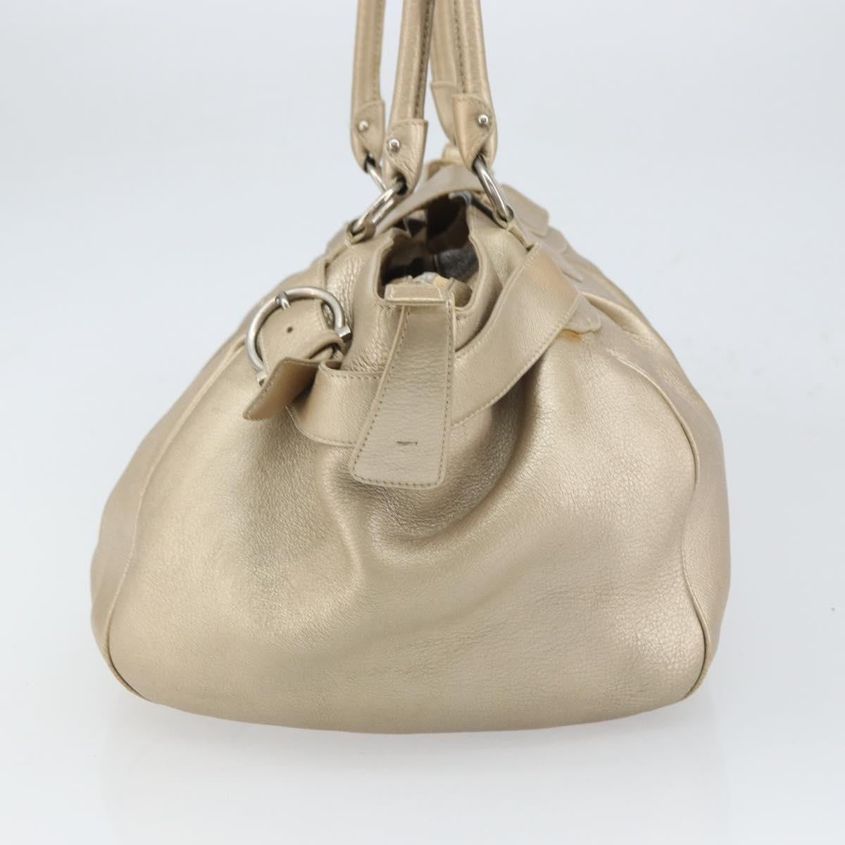 Salvatore Ferragamo Gancini Leather Gold Leather Handbag (Pre-Owned)