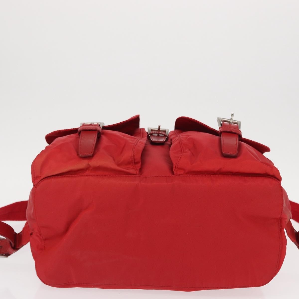 Prada Double Front Pocket Tessuto Red Nylon Backpack Bag (Pre-Owned)