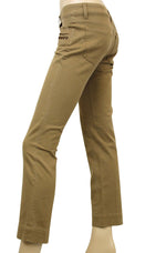 Gucci Women's Leather Laces Brown Cotton Elastane Capri Jeans Pants