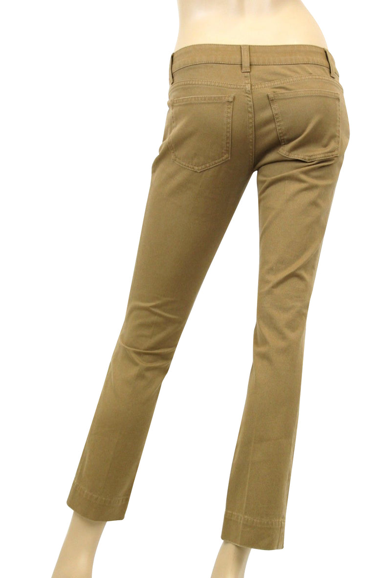 Gucci Women's Leather Laces Brown Cotton Elastane Capri Jeans Pants