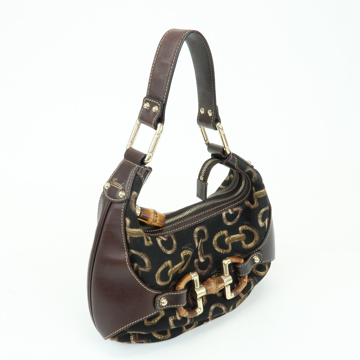 Gucci Horsebit Gg Canvas And Leather Brown Canvas Tote Bag Bag (Pre-Owned)
