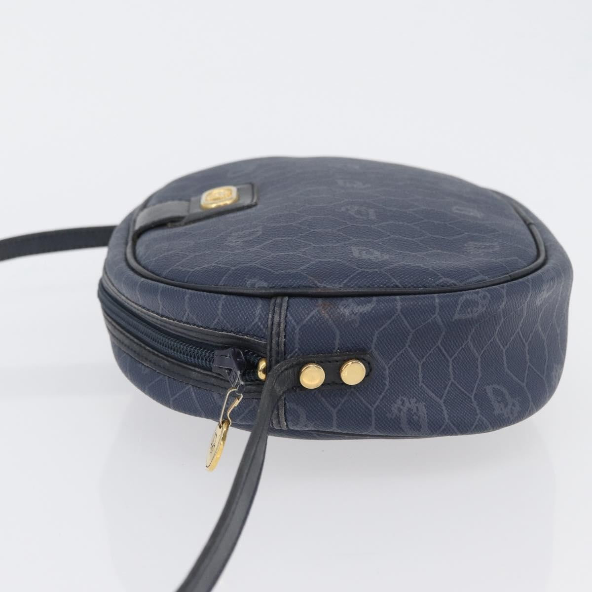 Christian Dior Vintage Honeycomb Canvas Navy Canvas Shoulder Bag Bag (Pre-Owned)