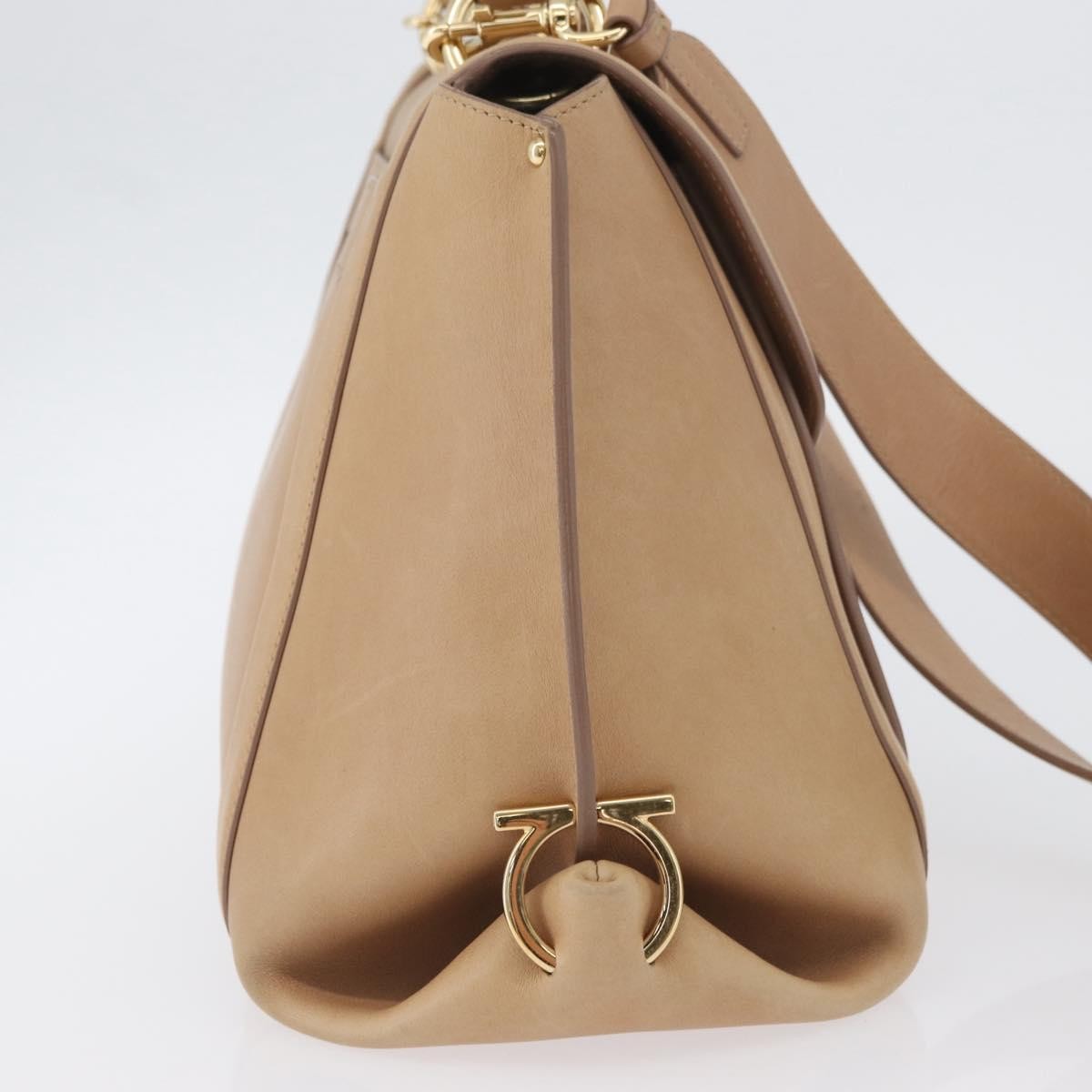Salvatore Ferragamo Suzanna Satchel Smooth Leather Beige Leather Handbag (Pre-Owned)