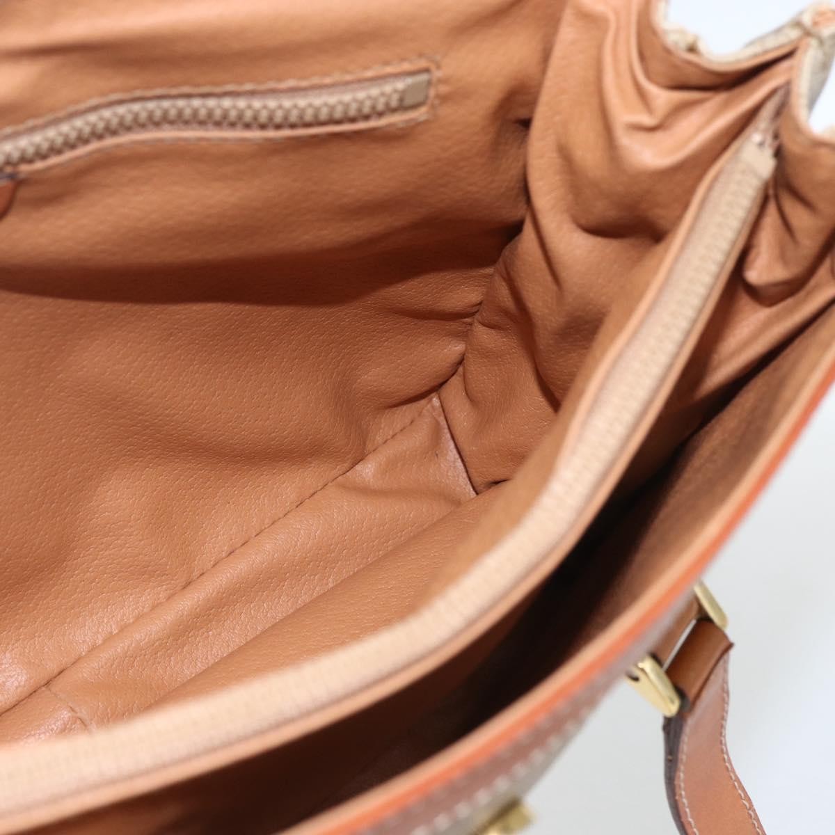 Celine Vintage Macadam Canvas And Leather Beige Canvas Handbag (Pre-Owned)
