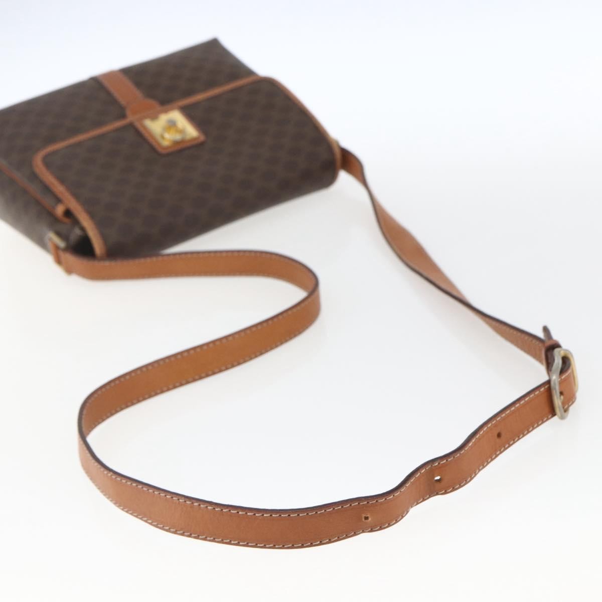 Celine Vintage Macadam Canvas And Leather Brown Canvas Shoulder Bag Bag (Pre-Owned)