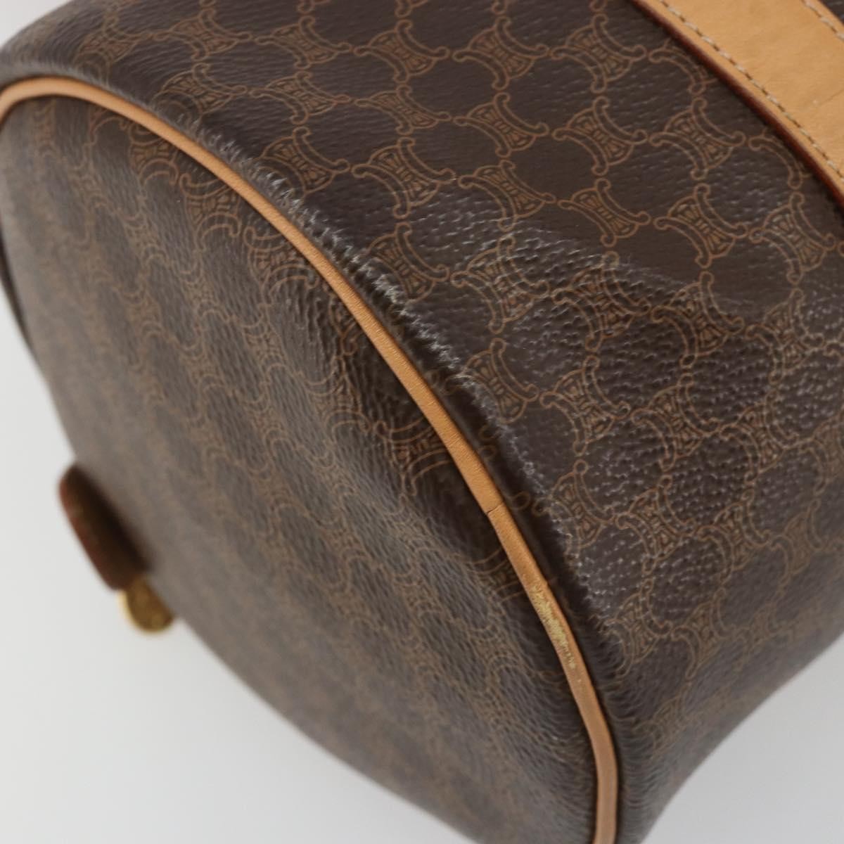 Celine Vintage Barrel Macadam Canvas & Leather Brown Pvc Handbag (Pre-Owned)
