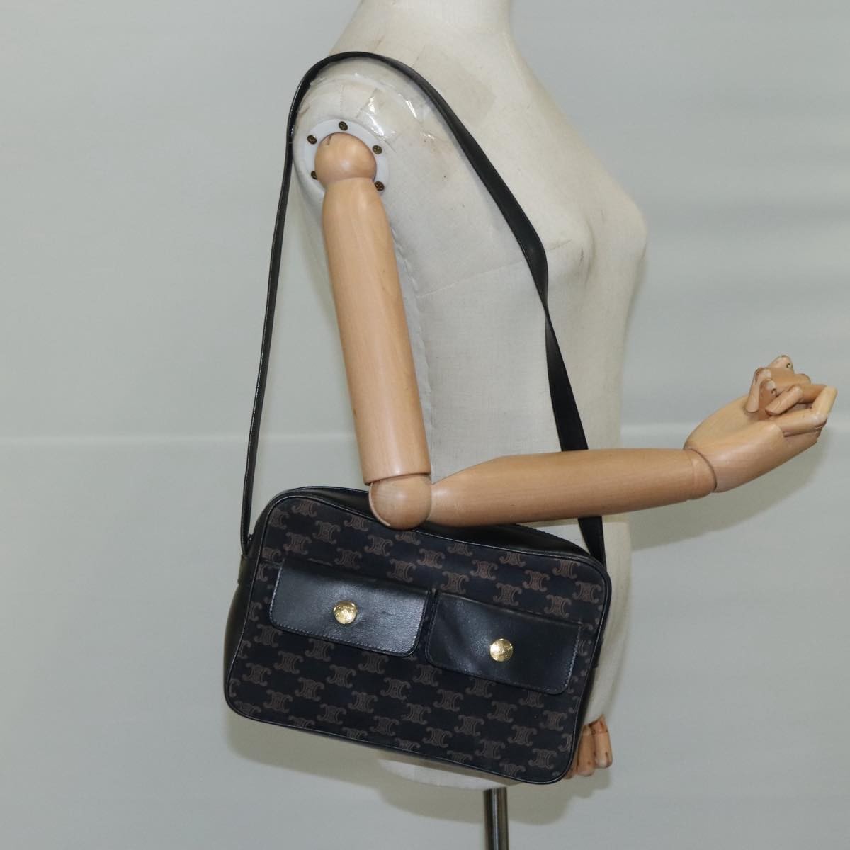 Celine Flap Shoulder Canvas Navy Canvas Shoulder Bag Bag (Pre-Owned)