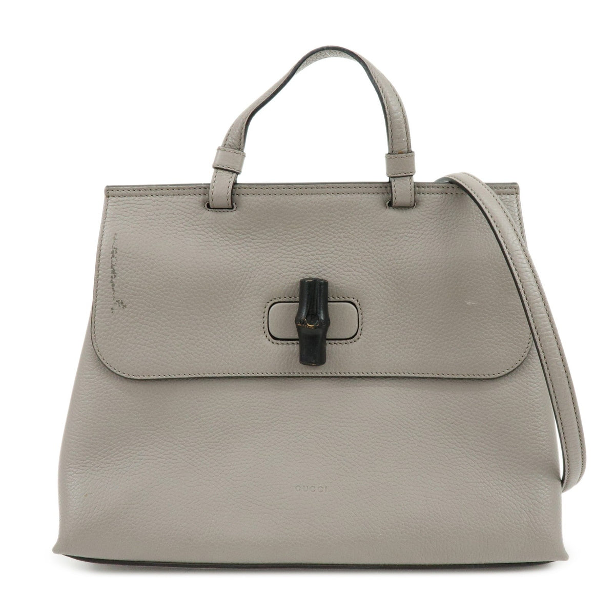 Gucci Bamboo Daily Top Handle Leather Gray Leather Handbag (Pre-Owned)