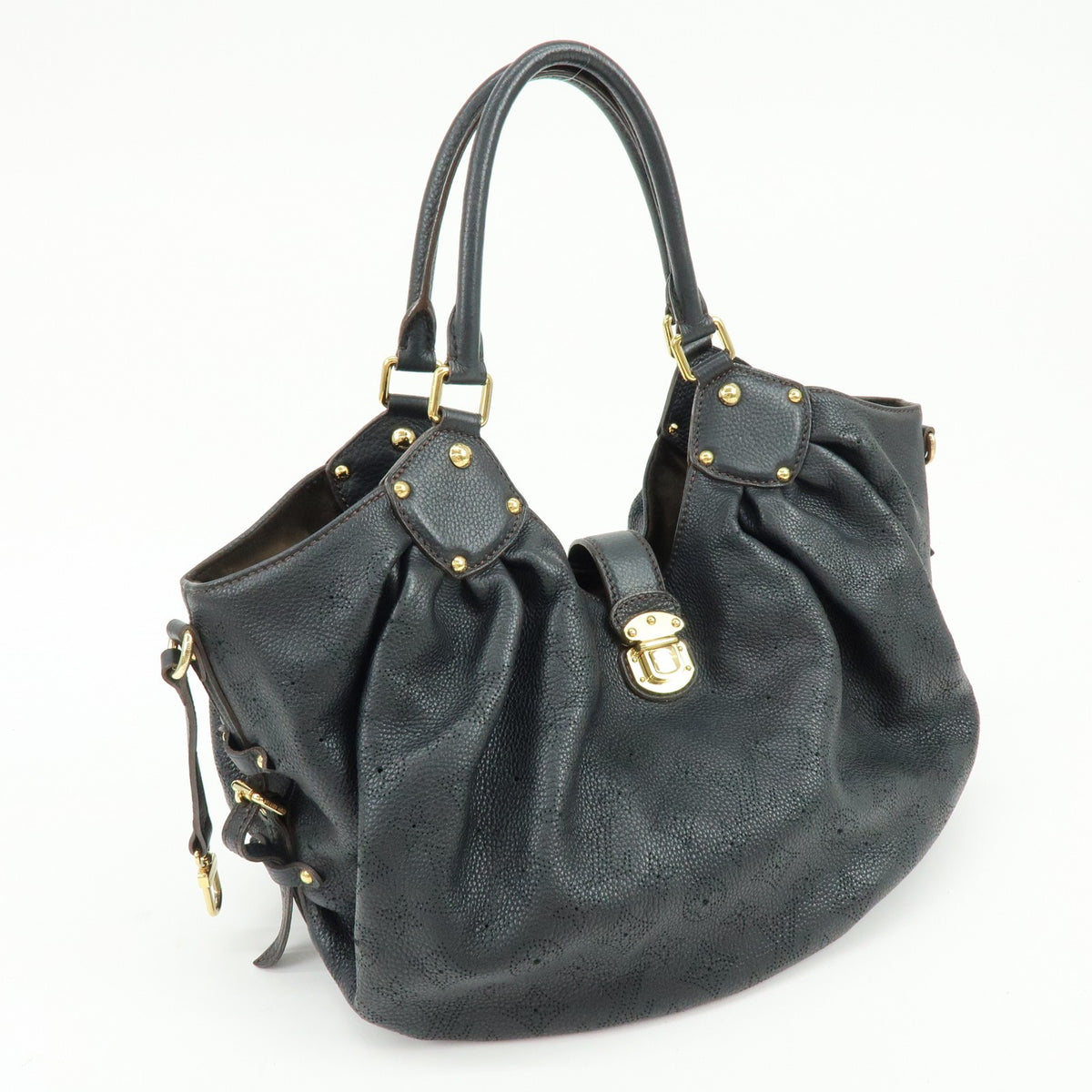Louis Vuitton L Hobo Mahina Leather Black Leather Shoulder Bag Bag (Pre-Owned)