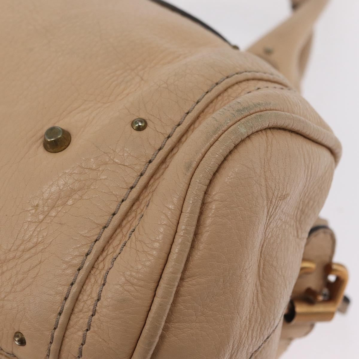 Chloe Paddington Lock Leather Beige Leather Handbag (Pre-Owned)