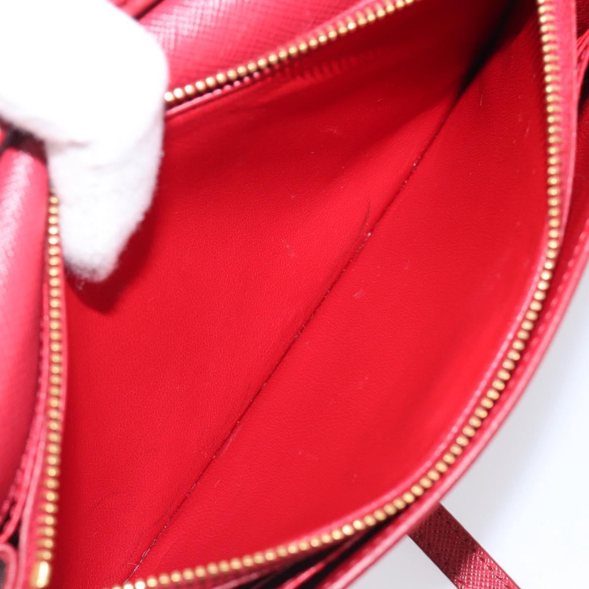 Prada Bow Wallet On Strap Saffiano Leather Red Leather Crossbody Bag Bag (Pre-Owned)