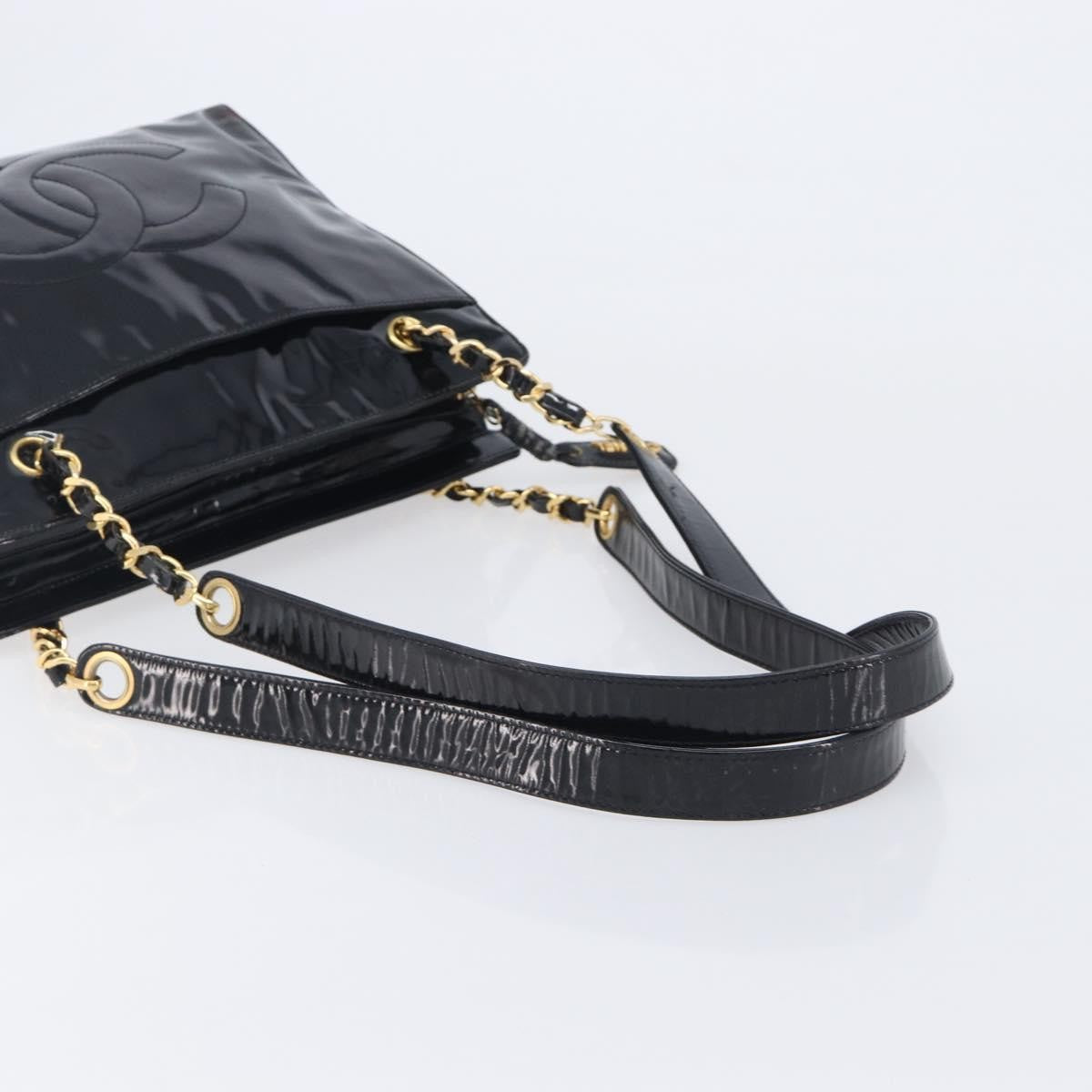 Chanel Coco Mark Patent Leather Black Patent_Leather Shoulder Bag Bag (Pre-Owned)
