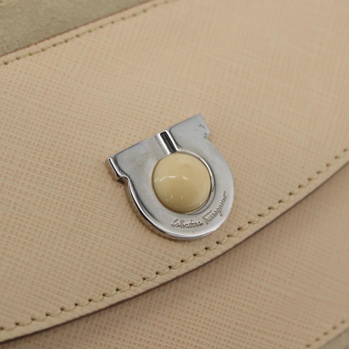 Salvatore Ferragamo Gancini Suede Beige Suede Handbag (Pre-Owned)