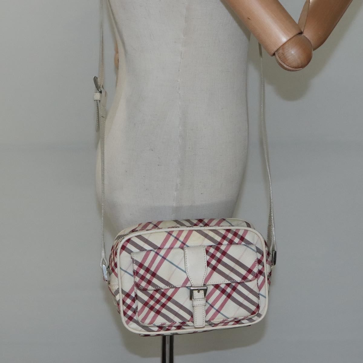 Burberry Nova Check Blue Label Nylon White Nylon Shoulder Bag Bag (Pre-Owned)