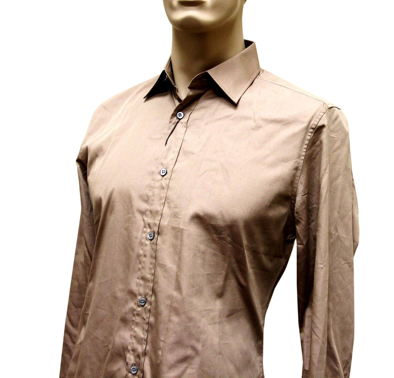 Gucci Men's Light Brown Cotton / Silk Dress Shirt (42 / 16.5)